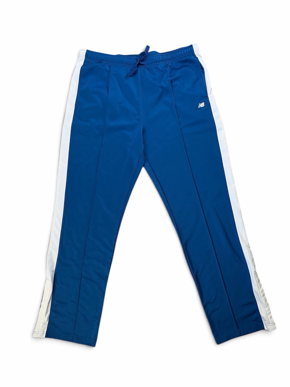New Balance Men’s 2XL Blue White Stripe Track Pants Snap Ankle Athletic